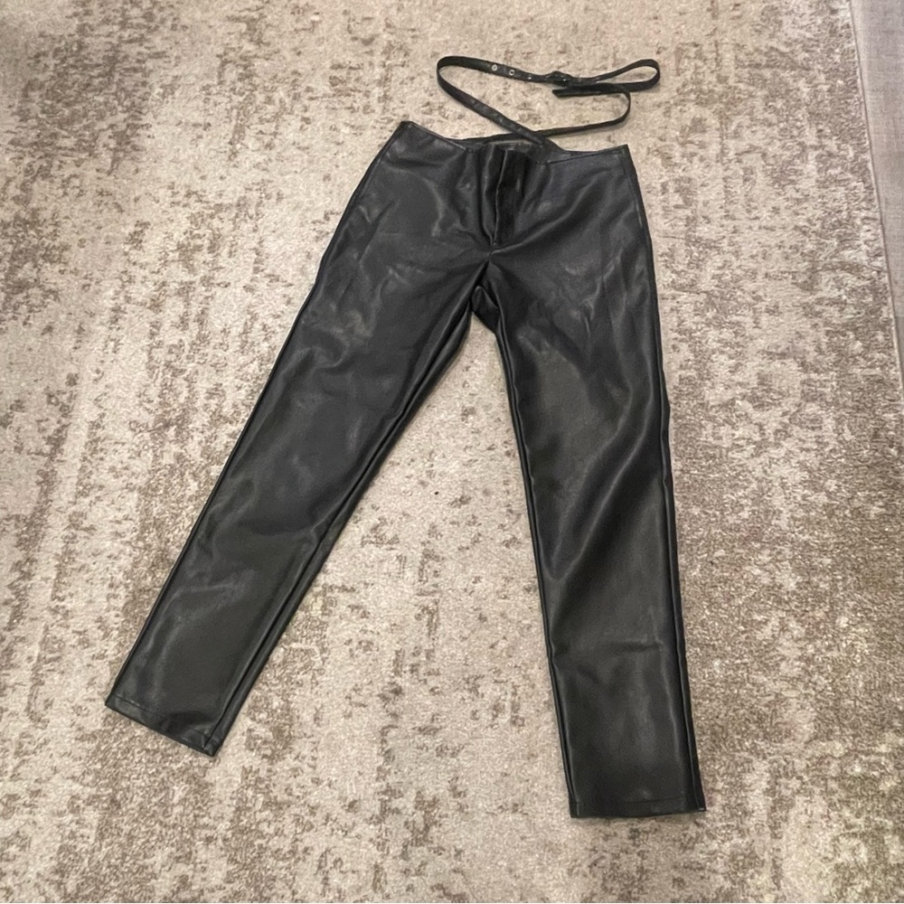 Lioness Black Straight Leg Leather Pants - Picture 3 of 7